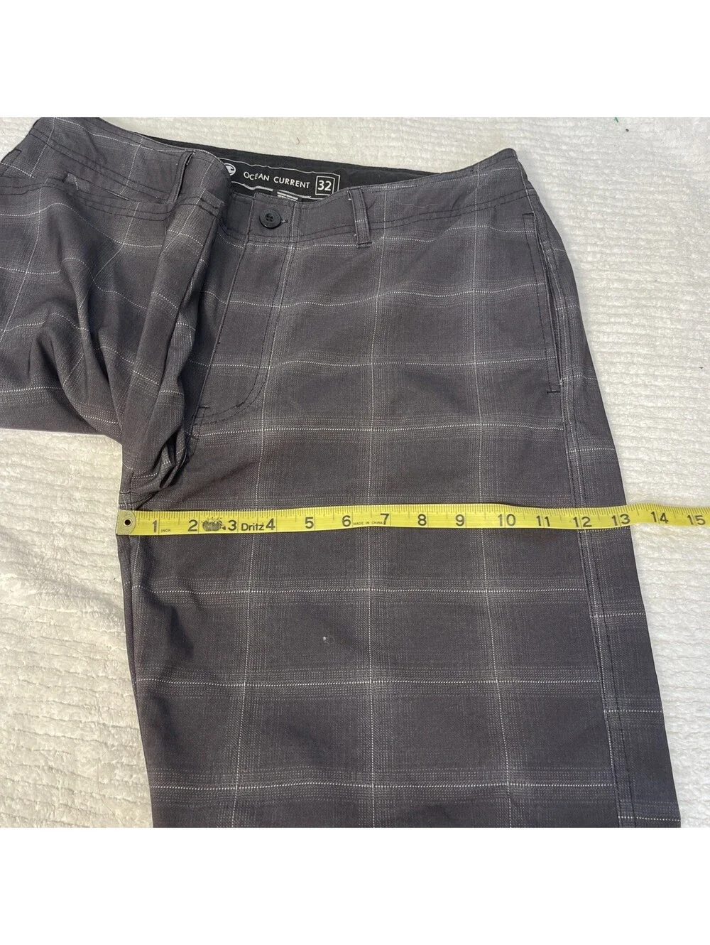 Ocean Current Men’s Charcoal Plaid Active Shorts Swim Shorts 32